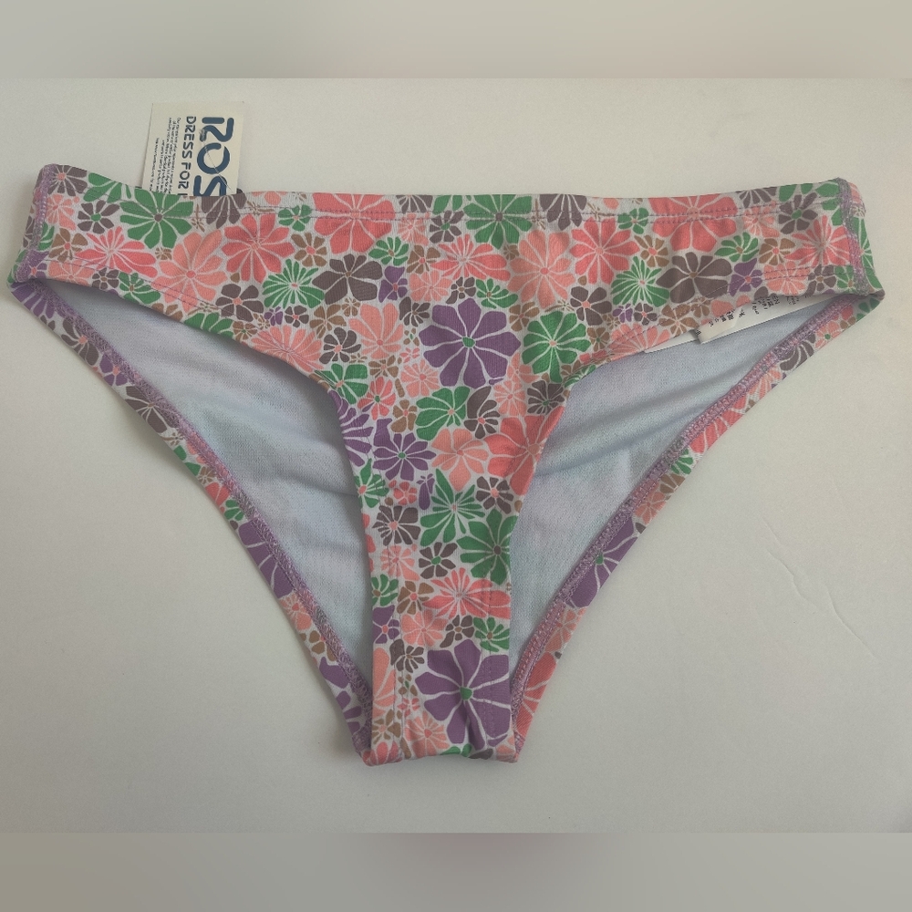 🆕 Roxy Girl Kids Bikini Bottoms Pink Green Purple Floral Boho Beach Vacation_16